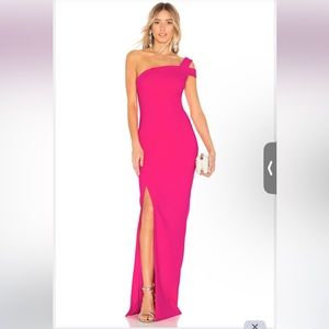 Likely Maxson Asymmetric Cold-Shoulder Evening Gown Fuchsia hot Pink size 2 NWT